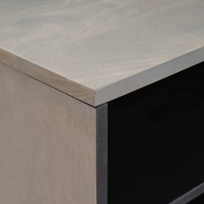 Cabinet TV cu raft Gri 80 x 33 x 46 cm Lemn de mango solid - WALTI WALTI