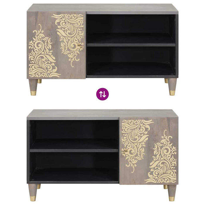 Cabinet TV cu raft Gri 80 x 33 x 46 cm Lemn de mango solid - WALTI WALTI