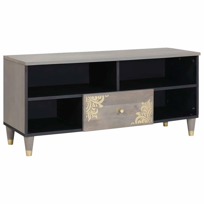 Cabinet TV cu sertar Gri 100 x 33 x 46 cm Lemn de mango solid - WALTI WALTI