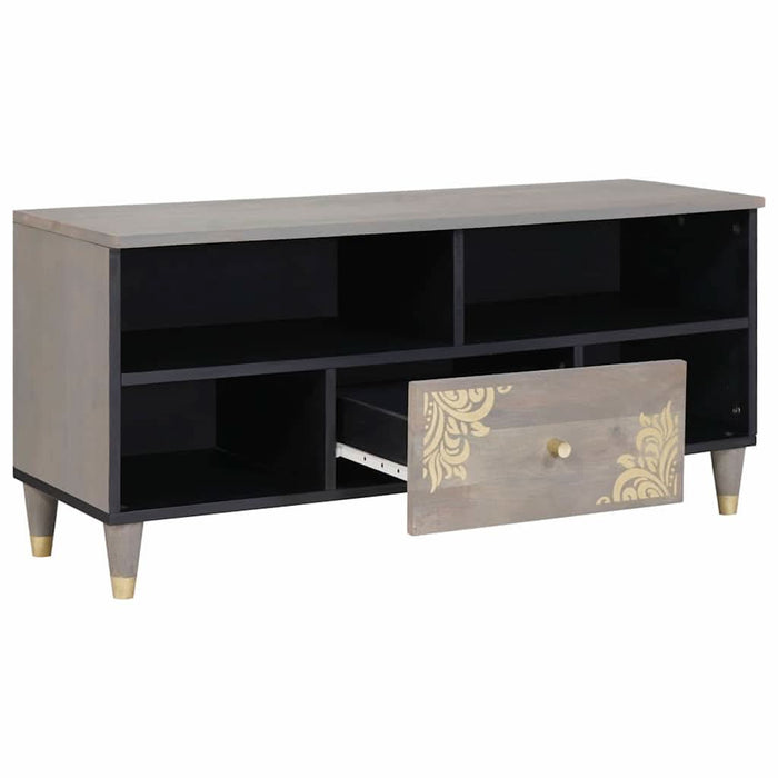 Cabinet TV cu sertar Gri 100 x 33 x 46 cm Lemn de mango solid - WALTI WALTI