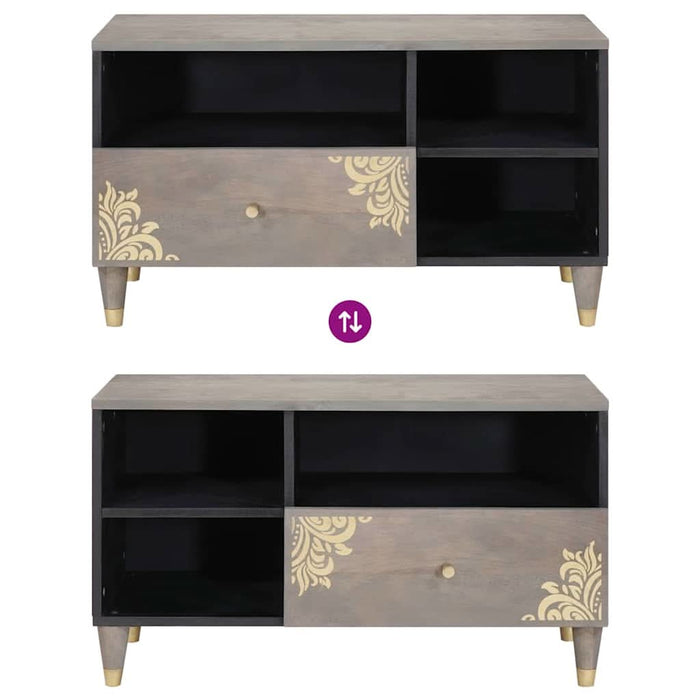 Cabinet TV cu sertar Gri 80 x 33 x 46 cm Lemn de mango solid - WALTI WALTI