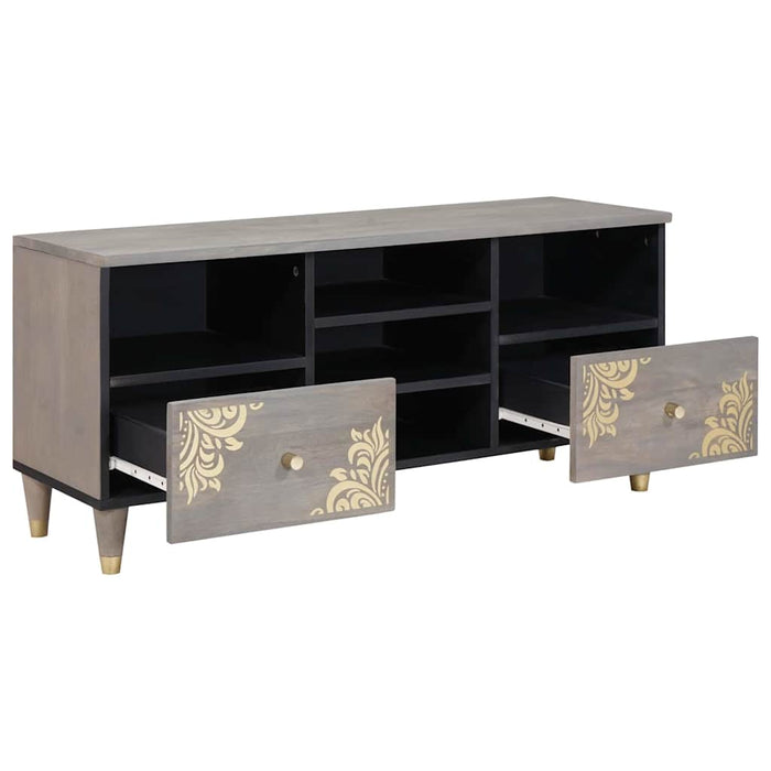 Cabinet TV cu sertar Gri 100 x 33 x 46 cm Lemn de mango solid - WALTI WALTI