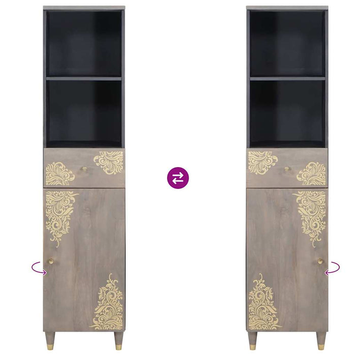 Bufet cu sertar Gri 38 x 33.5 x 160 cm Lemn masiv de mango - WALTI WALTI