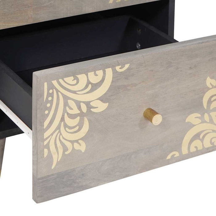 Bufet cu sertar Gri și Aur 40 x 33 x 75 cm Lemn de mango solid - WALTI WALTI