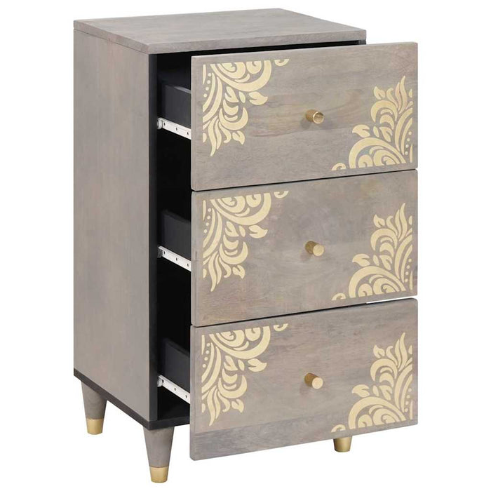 Bufet cu sertar Gri și Aur 40 x 33 x 75 cm Lemn de mango solid - WALTI WALTI