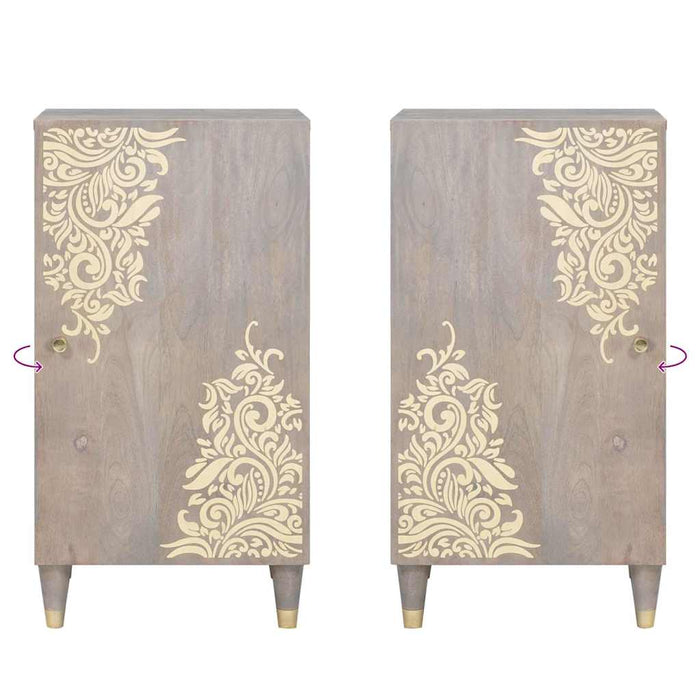Bufet cu raft Gri și Aur 40 x 33 x 75 cm Lemn de mango solid - WALTI WALTI