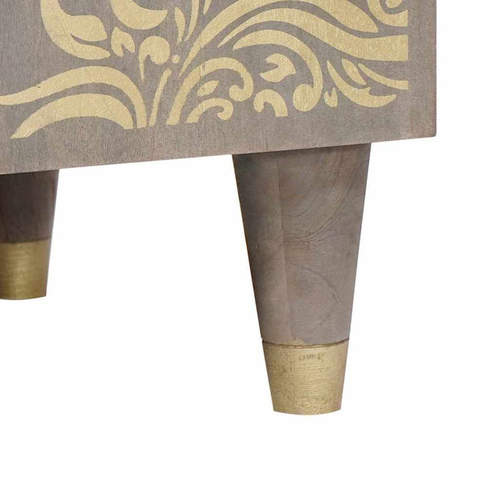 Bufet cu raft Gri și Aur 60 x 33 x 75 cm Lemn de mango solid - WALTI WALTI