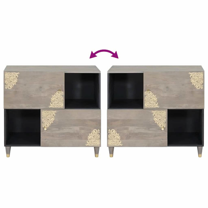 Bufet cu raft Gri și Aur 80 x 33 x 75 cm Lemn de mango solid - WALTI WALTI