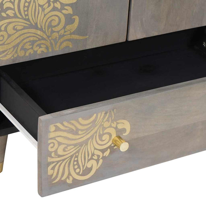 Bufet cu sertar Gri și Aur 60 x 33 x 100 cm Lemn de mango solid - WALTI WALTI