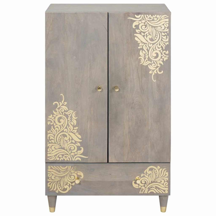 Bufet cu sertar Gri și Aur 60 x 33 x 100 cm Lemn de mango solid - WALTI WALTI