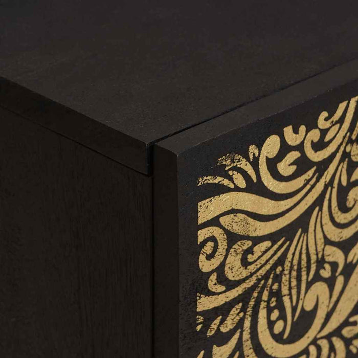 Noptieră cu ușă 2 pcs Negru 40 x 33 x 46 cm Lemn de mango solid - WALTI WALTI