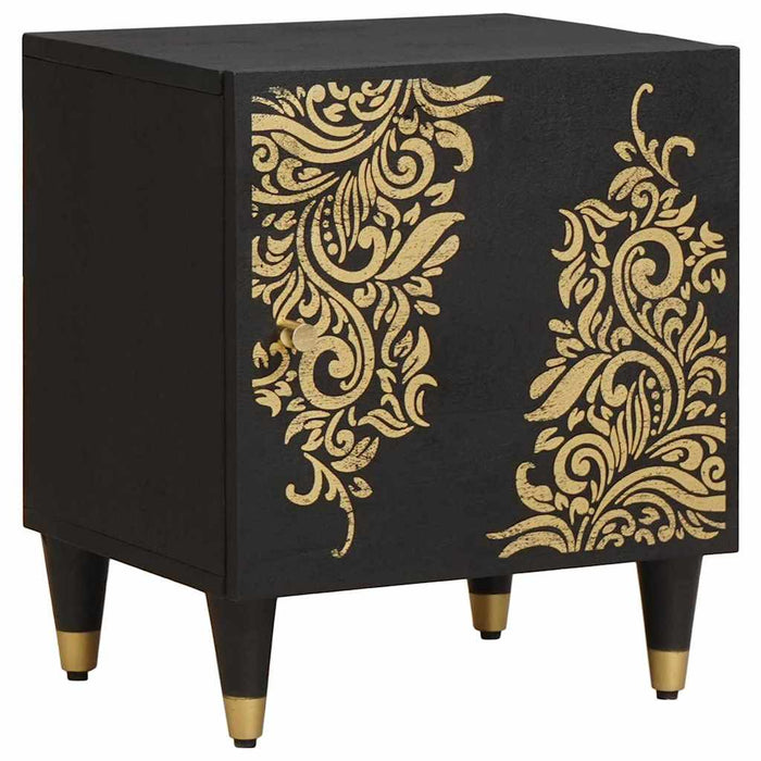 Noptieră cu ușă 2 pcs Negru 40 x 33 x 46 cm Lemn de mango solid - WALTI WALTI