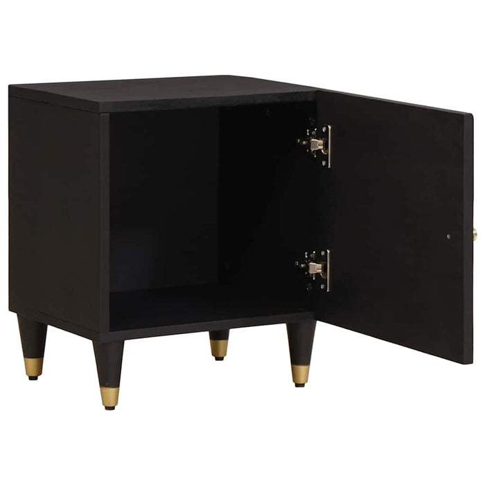 Noptieră cu ușă 2 pcs Negru 40 x 33 x 46 cm Lemn de mango solid - WALTI WALTI