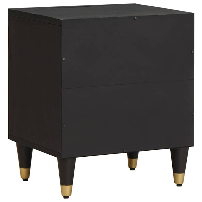Noptieră cu ușă 2 pcs Negru 40 x 33 x 46 cm Lemn de mango solid - WALTI WALTI