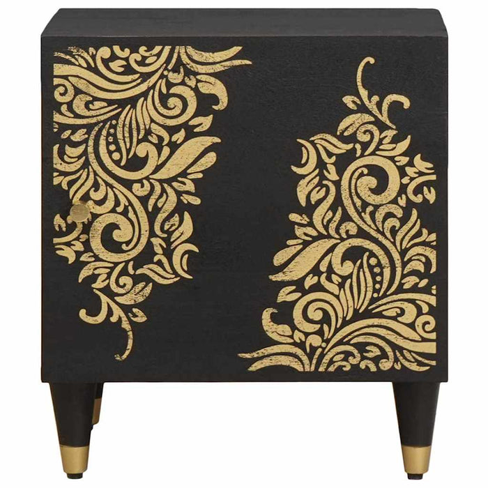 Noptieră cu ușă 2 pcs Negru 40 x 33 x 46 cm Lemn de mango solid - WALTI WALTI