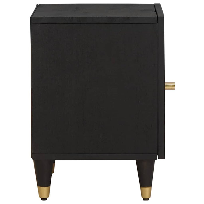 Noptieră cu ușă 2 pcs Negru 40 x 33 x 46 cm Lemn de mango solid - WALTI WALTI