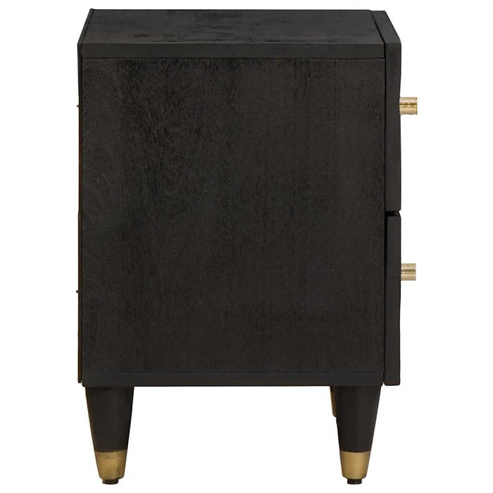 Dulap de noapte 2 pcs Negru 40 x 33 x 46 cm Lemn de mango solid - WALTI WALTI