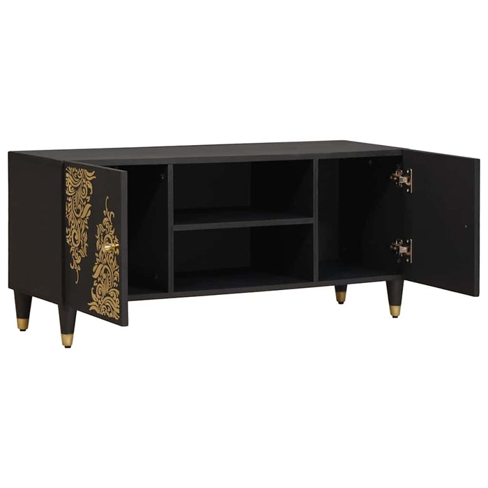 Cabinet TV cu raft Negru 105 x 33 x 46 cm Lemn de mango solid - WALTI WALTI