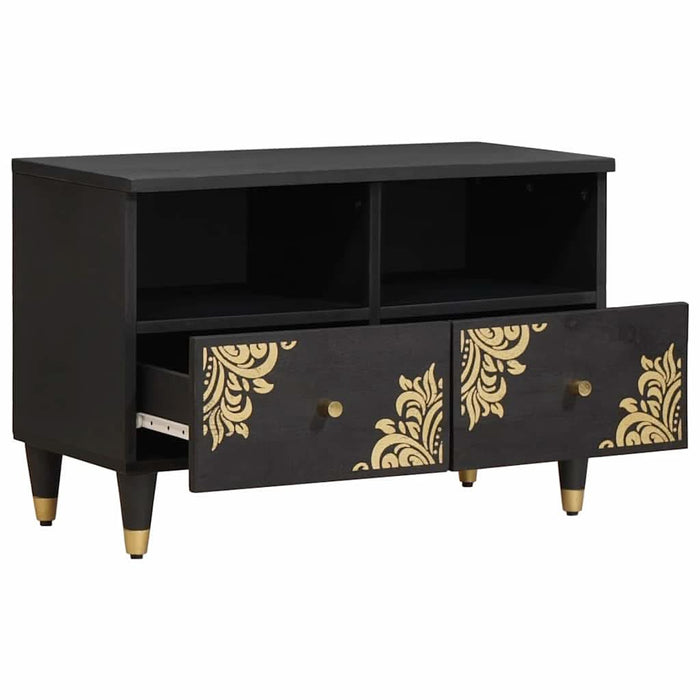 Cabinet TV cu sertar Negru 70 x 33 x 46 cm Lemn de mango solid - WALTI WALTI