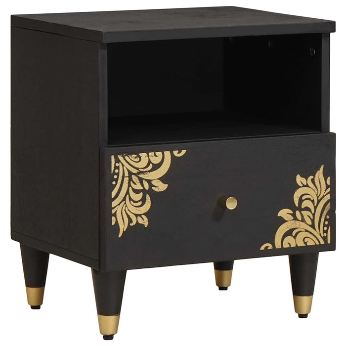 Dulap de noapte Negru 40 x 33 x 46 cm Lemn de mango solid - WALTI WALTI