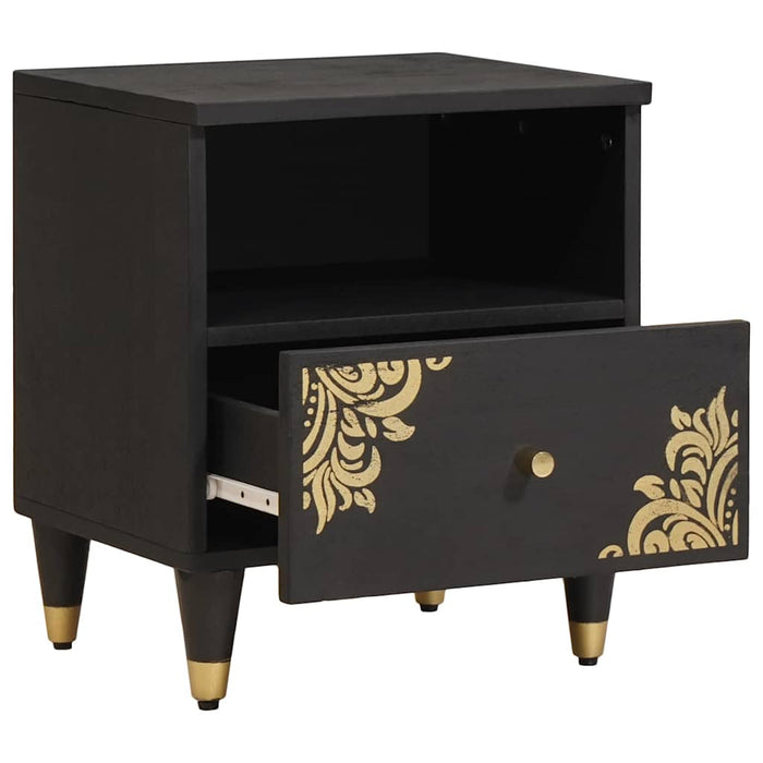 Dulap de noapte Negru 40 x 33 x 46 cm Lemn de mango solid - WALTI WALTI