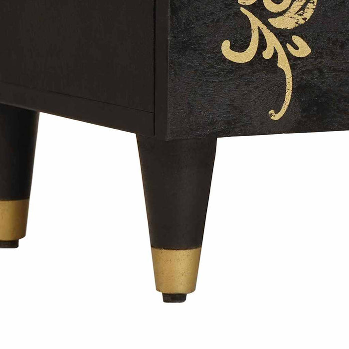 Noptieră cu ușă Negru 50 x 33 x 60 cm Lemn de mango solid - WALTI WALTI