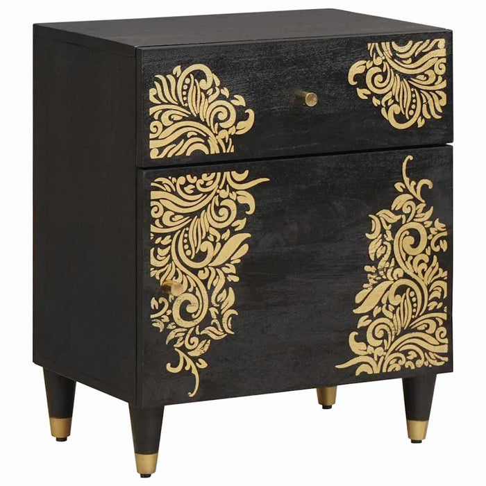 Noptieră cu ușă Negru 50 x 33 x 60 cm Lemn de mango solid - WALTI WALTI
