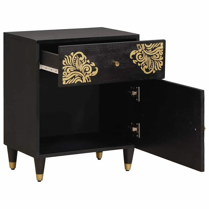 Noptieră cu ușă Negru 50 x 33 x 60 cm Lemn de mango solid - WALTI WALTI