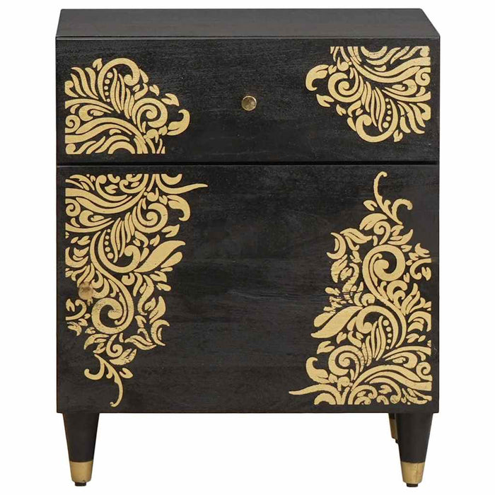Noptieră cu ușă Negru 50 x 33 x 60 cm Lemn de mango solid - WALTI WALTI
