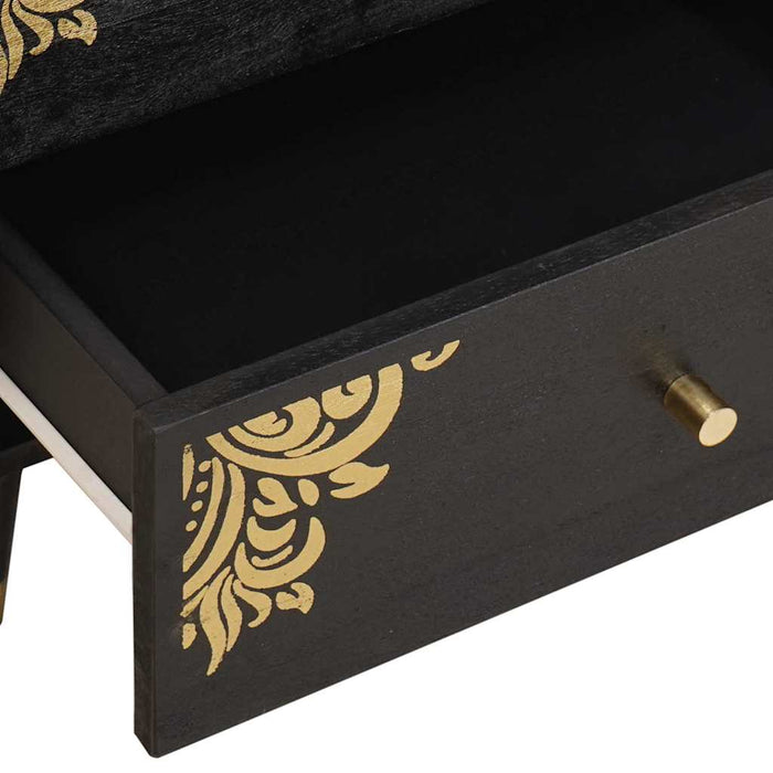 Dulap de noapte Negru 50 x 33 x 62 cm Lemn de mango solid - WALTI WALTI