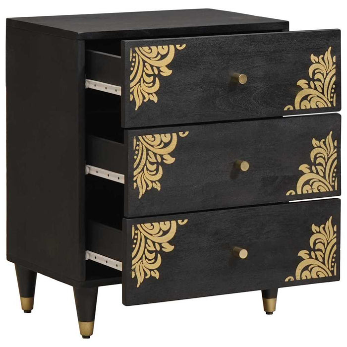 Dulap de noapte Negru 50 x 33 x 62 cm Lemn de mango solid - WALTI WALTI