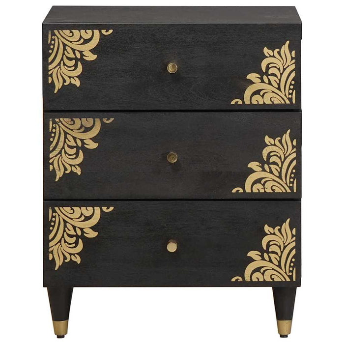 Dulap de noapte Negru 50 x 33 x 62 cm Lemn de mango solid - WALTI WALTI