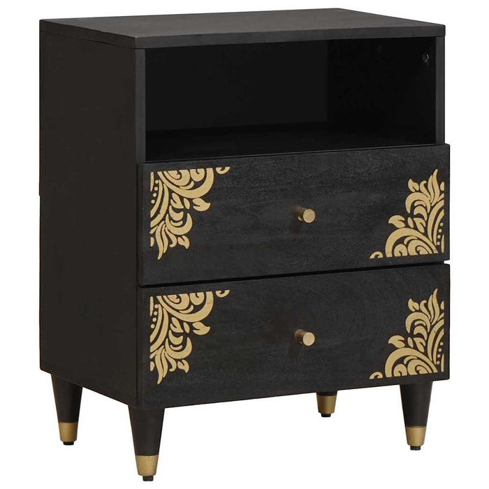 Dulap de noapte Negru 50 x 33 x 62 cm Lemn de mango solid - WALTI WALTI