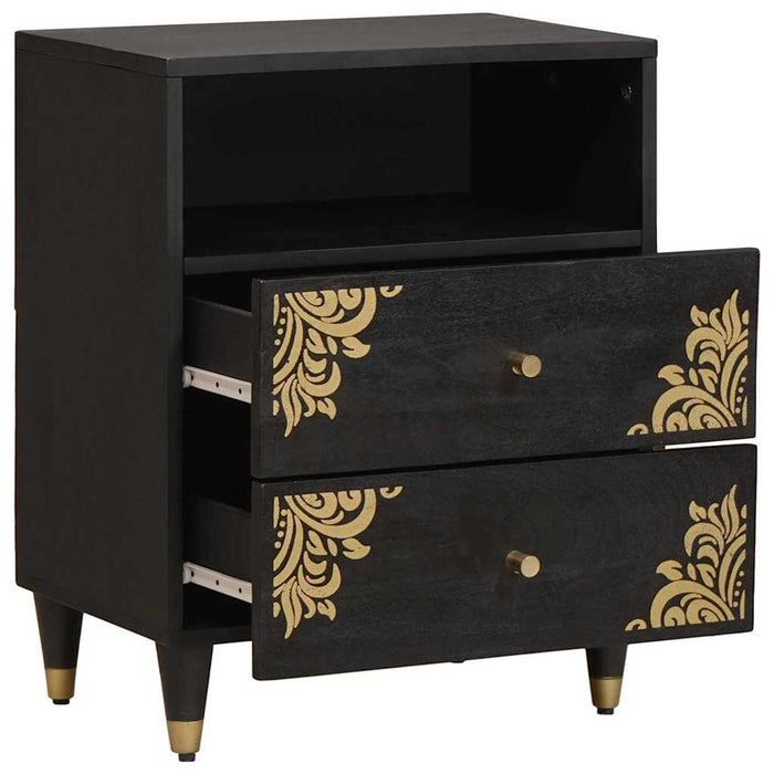 Dulap de noapte Negru 50 x 33 x 62 cm Lemn de mango solid - WALTI WALTI