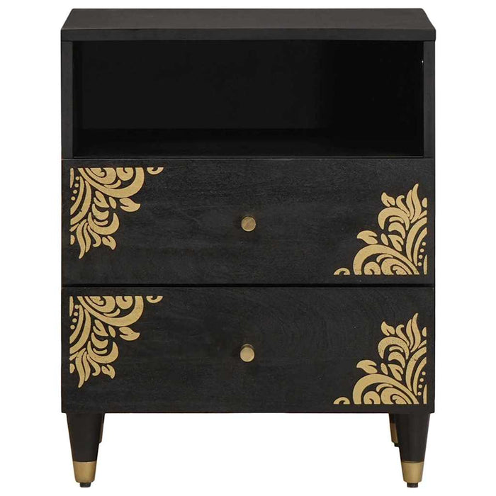 Dulap de noapte Negru 50 x 33 x 62 cm Lemn de mango solid - WALTI WALTI