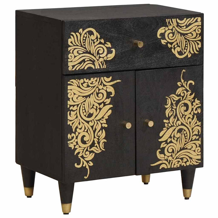 Noptieră cu ușă Negru 50 x 33 x 60 cm Lemn de mango solid - WALTI WALTI