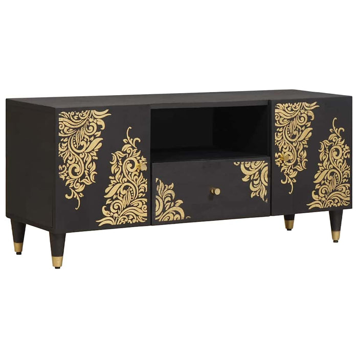 Cabinet TV cu sertar Negru 105 x 33 x 46 cm Lemn de mango solid - WALTI WALTI