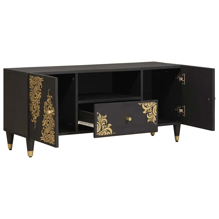 Cabinet TV cu sertar Negru 105 x 33 x 46 cm Lemn de mango solid - WALTI WALTI