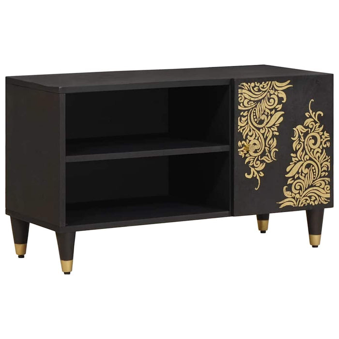 Cabinet TV cu raft Negru 80 x 33 x 46 cm Lemn de mango solid - WALTI WALTI