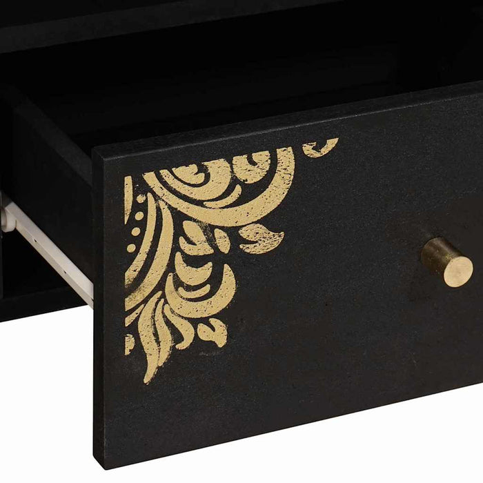 Cabinet TV cu sertar Negru 100 x 33 x 46 cm Lemn de mango solid - WALTI WALTI