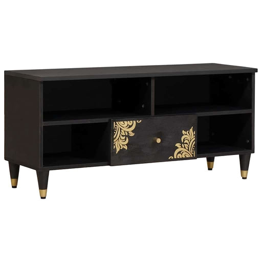 Cabinet TV cu sertar Negru 100 x 33 x 46 cm Lemn de mango solid - WALTI WALTI
