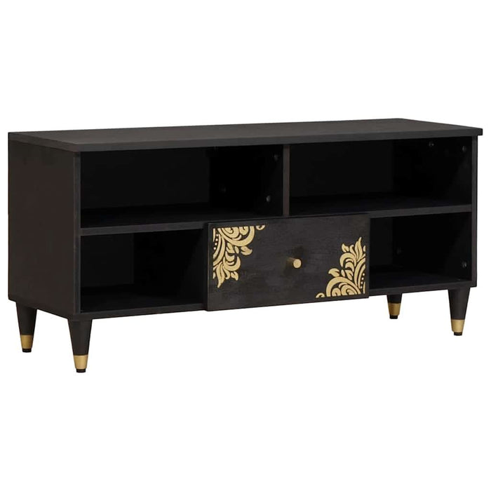 Cabinet TV cu sertar Negru 100 x 33 x 46 cm Lemn de mango solid - WALTI WALTI