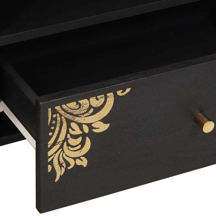 Cabinet TV cu sertar Negru 80 x 33 x 46 cm Lemn de mango solid - WALTI WALTI