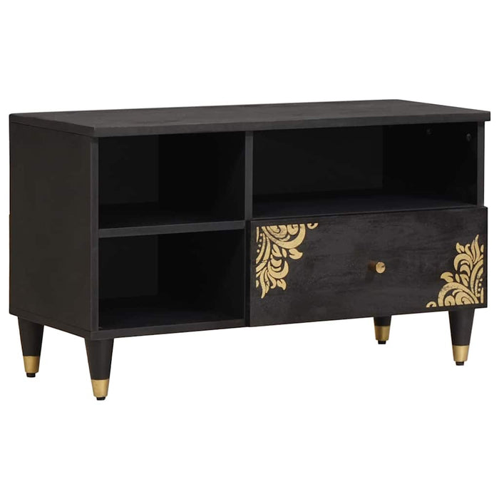 Cabinet TV cu sertar Negru 80 x 33 x 46 cm Lemn de mango solid - WALTI WALTI