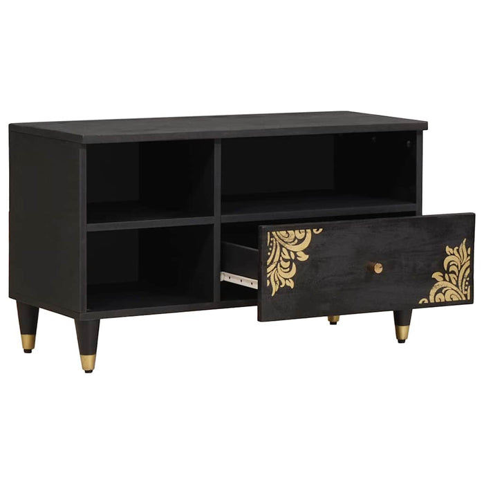 Cabinet TV cu sertar Negru 80 x 33 x 46 cm Lemn de mango solid - WALTI WALTI