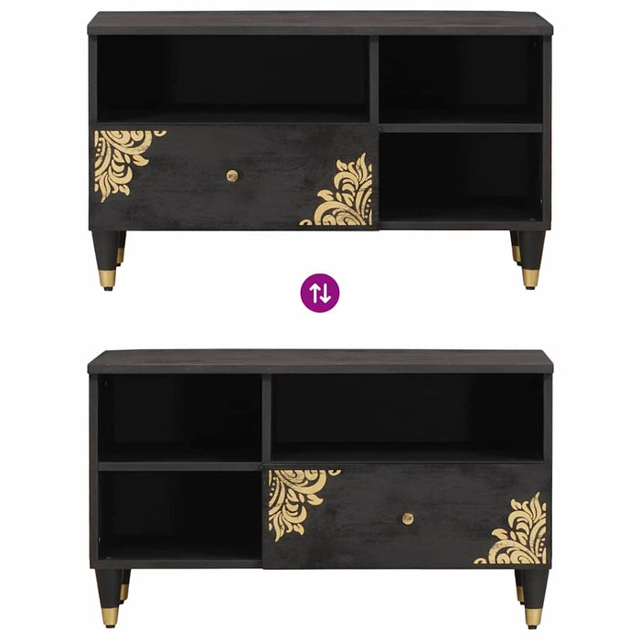 Cabinet TV cu sertar Negru 80 x 33 x 46 cm Lemn de mango solid - WALTI WALTI