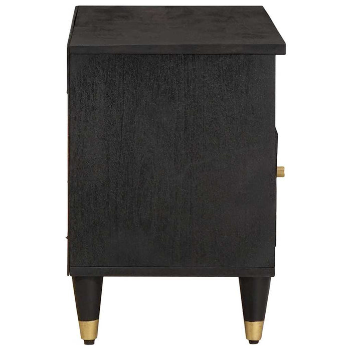 Cabinet TV cu sertar Negru 80 x 33 x 46 cm Lemn de mango solid - WALTI WALTI