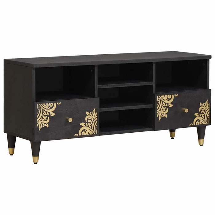 Cabinet TV cu sertar Negru 100 x 33 x 46 cm Lemn de mango solid - WALTI WALTI