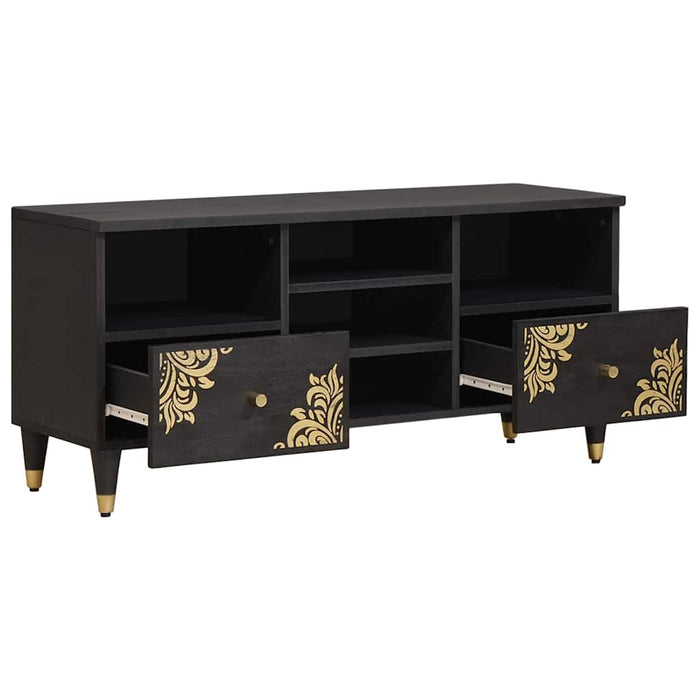Cabinet TV cu sertar Negru 100 x 33 x 46 cm Lemn de mango solid - WALTI WALTI