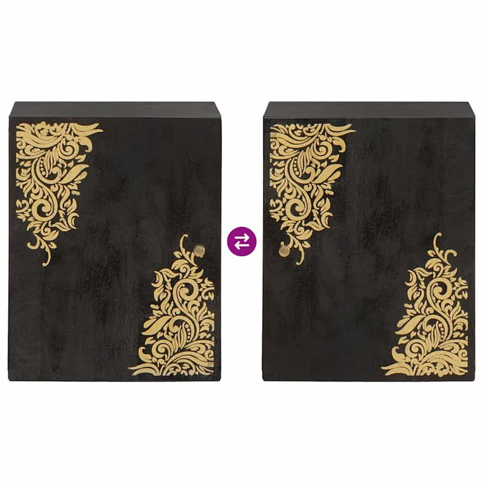 Dulap de perete Negru 38 x 33 x 48 cm Lemn de mango solid - WALTI WALTI